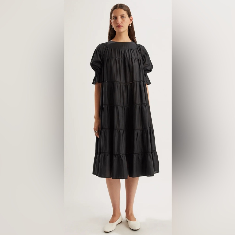 Merlette short ruffle sleeve Paradis Dress in wine color size M